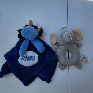 Plush Dinosaur and Elephant Toy Set